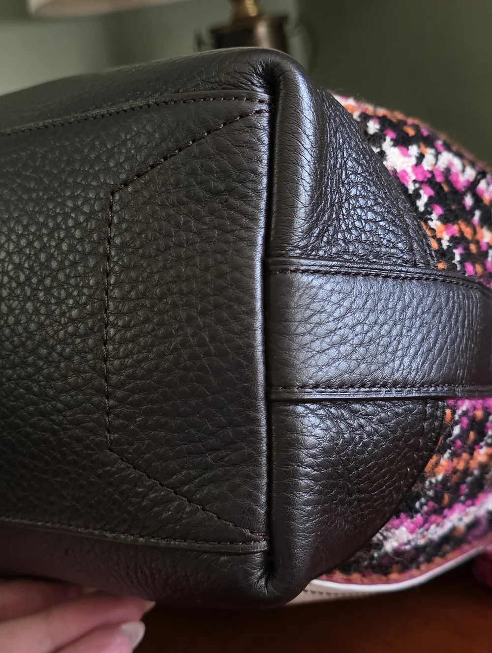 Coach Legacy 21146 Bouclé Leather Duffle Shoulder Bag Pink Black